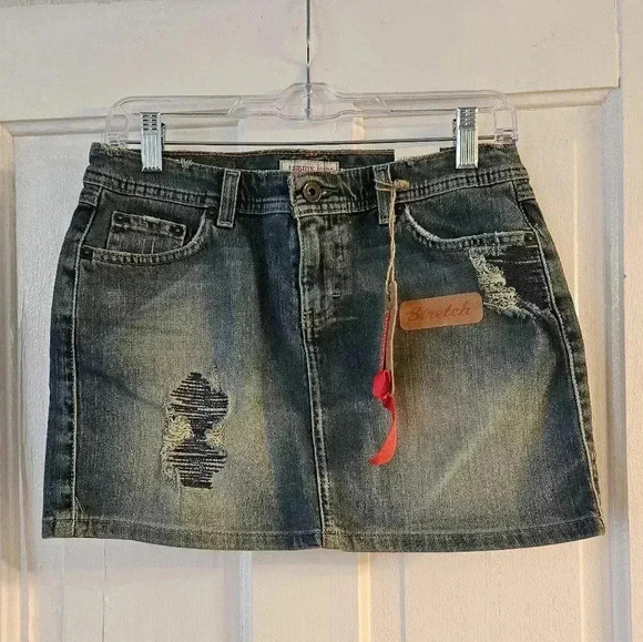 Tommy Jeans Distressed Denim Mini Skirt Junior's Size 5, Vintage, Y2K - Picture 1 of 9